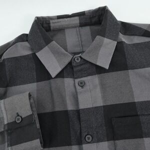 Lululemon Flannel Buffalo Plaid‎ Button Up Shirt Long Sleeve Gray Fits Like L